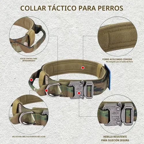 Vista 2 de Collar táctico para perros y correa elástica, juego de collar y correa militar camuflado con bandera de Estados Unidos, collar ajustable K9
