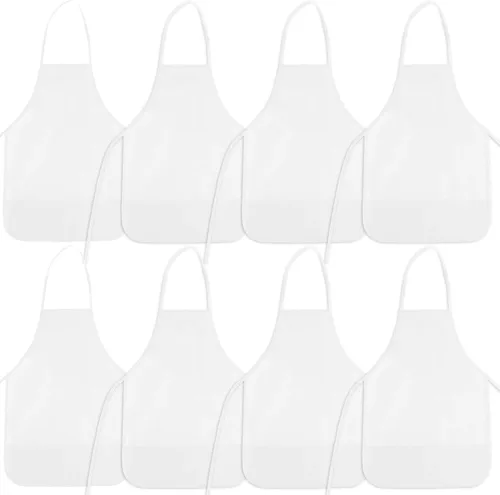 Vista 15 de 12 piezas de delantales para niños de color rojo rosa con 2 bolsillos amplios para arte, actividades de pintura, manualidades en la cocina Rosa Rojo