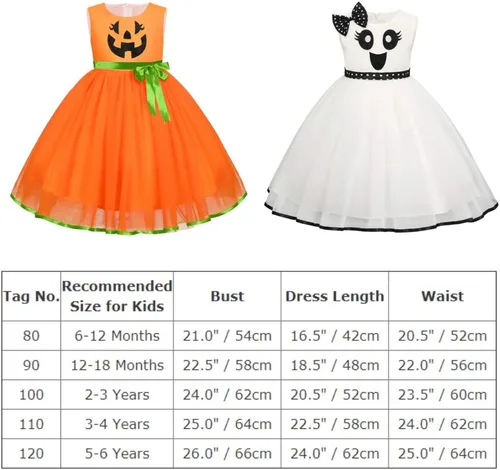 Vista 7 de Disfraz de princesa fantasma de calabaza para el primer Halloween, disfraz de princesa tutú para concurso de cumpleaños