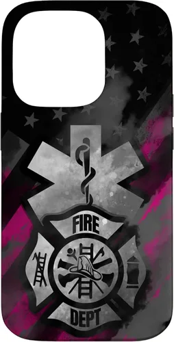 Vista 17 de EMT EMS Firefighter Pink Smoke Line USA American Flag Case for iPhone 17