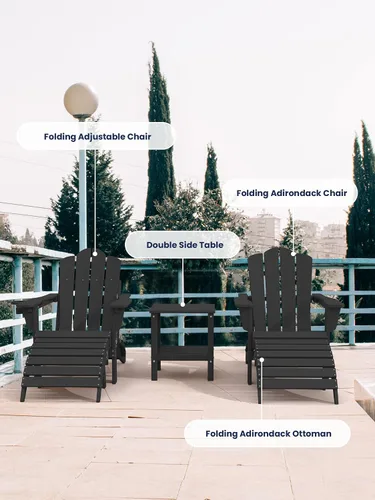 Vista 6 de KINGYES Otomana Adirondack plegable para silla Adirondack, color negro