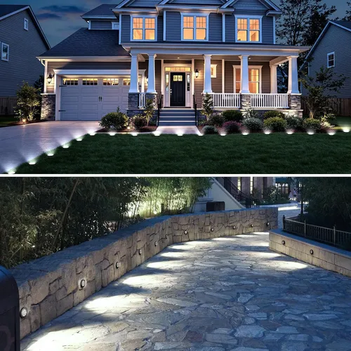 Vista 5 de Brightown Luces Solares Exteriores Impermeables, 12 Paquetes de Luces LED Solares Empotradas para Patio, Jardín, Césped, Terraza, Exterior, Sendero