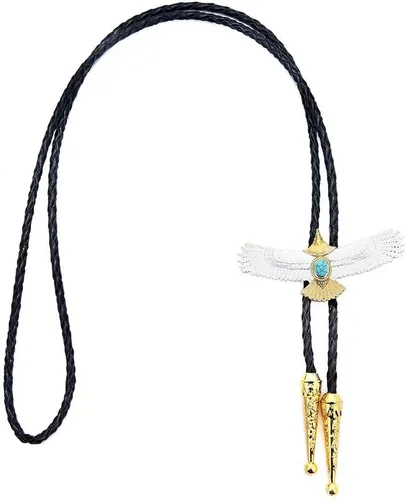 Vista 357 de Jeilwiy Corbata de bolo para hombre, corbata de vaquero occidental, collar de corbata de bolo dorado, corbata de cuero, corbata de Halloween