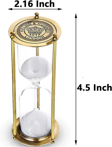 Vista 6 de Temporizador de arena vintage de 1 minuto, reloj de arena pequeño, reloj de arena de latón antiguo, reloj de arena de 1 minuto, reloj antiguo