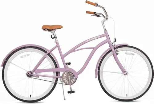 Vista 2 de ACEGER Bicicleta de confort para mujer, de 24 y 26 pulgadas, velocidad única y 7 velocidades, bicicleta de ciudad para adultos, marco de acero