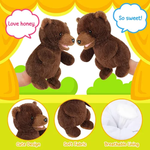 Vista 3 de Marionetas de Mano de Animales de 11 Pulgadas Safari Selva Zoológico Bosque Títere Selva Tropical Pastizales Animales Juego de Roles para Niños