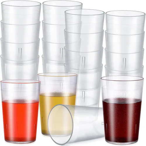 Vista 14 de Meanplan Paquete de 12 vasos de plástico de 8 onzas, vasos reutilizables Transparente