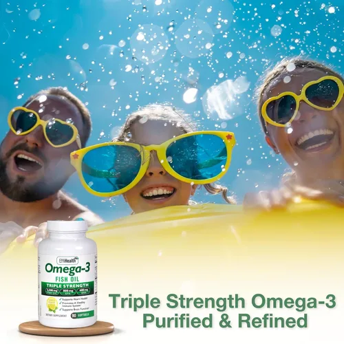 Vista 3 de EffiHealth - Aceite de pescado Omega-3 - Aceite de pescado de triple fuerza de 2500 mg, 1200 mg de EPA, 600 mg de DHA - Apoya la salud del corazón