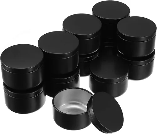 Vista 9 de SEWACC Kits de bricolaje Moldes de velas, 12 piezas de latas de velas vacías con tapas, latas de velas de aluminio, latas redondas de metal
