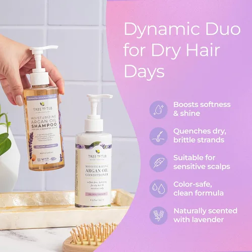 Vista 3 de Tree To Tub Champú y acondicionador de lavanda para cabello seco, cuero cabelludo seco, encrespamiento, champú y acondicionador hidratante de aceite