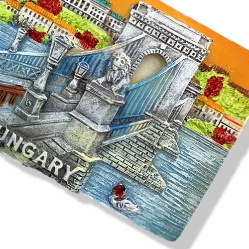Vista 2 de A-ONE Széchenyi Chain Bridge Hungría 3D City Nevera imán 1PC+Parlamento de Budapest paños bordado parche 1 unidad, calcomanía para nevera, parche
