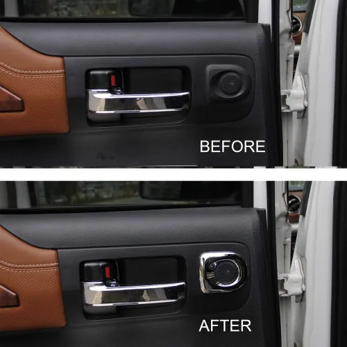 Vista 4 de Cubierta interior de acero para manija de puerta trasera para Toyota Tundra 2014 2015 2016 2017 2018 2019 2020 2021 Accesorios