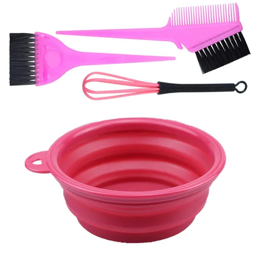Vista 8 de Kit de tinte para el cabello, 4 piezas, incluye cepillos de teñido de cabello, peine de cola afilada, mezclador para bricolaje para colorear el Negro