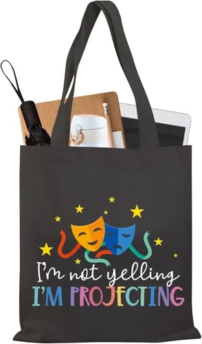 Vista 8 de BDPWSS Bolsa de teatro Drama Actor Actriz Regalo Comedia Tragedia Máscara Bolsa de teatro Bolsa de viaje I'm Not Yelling I'm Projecting