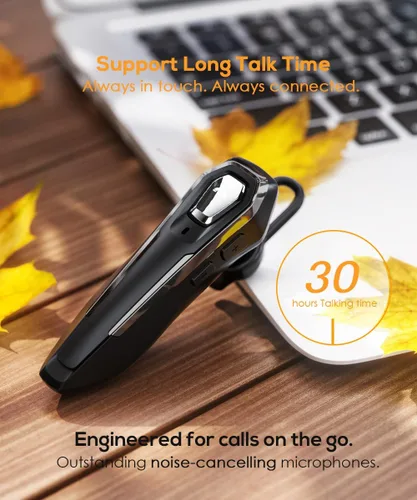 Vista 2 de Auriculares Bluetooth de un solo oído V5.4 Micrófono con cancelación de ruido, auricular Bluetooth, 36 horas de tiempo de conversación, auriculares