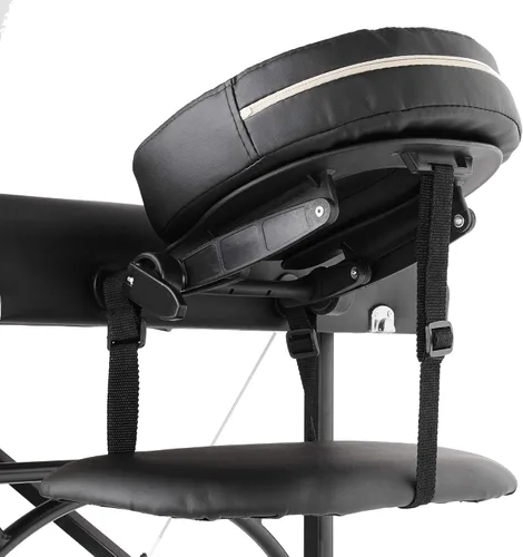 Vista 2 de Saloniture Mesa de masaje profesional portátil y ligera con patas de aluminio, incluye reposacabezas, soporte facial, reposabrazos y funda