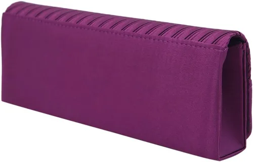 Vista 7 de Elegante bolso de noche plisado de satén y solapa de cristal - Disponible en diferentes