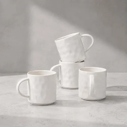 Vista 8 de HaWare Juego de 4 tazas de café de 14 onzas, tazas de café de gres con asa, taza de café con leche para hombre, mujer, papá, mamá, tazas de té