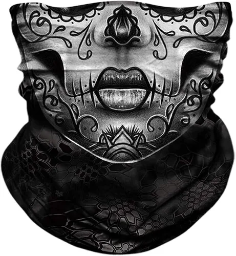 Vista 21 de Máscara de calavera, pañuelo para el cuello, gorro, bufanda mágica, diadema para protección de polvo, sol y viento My002