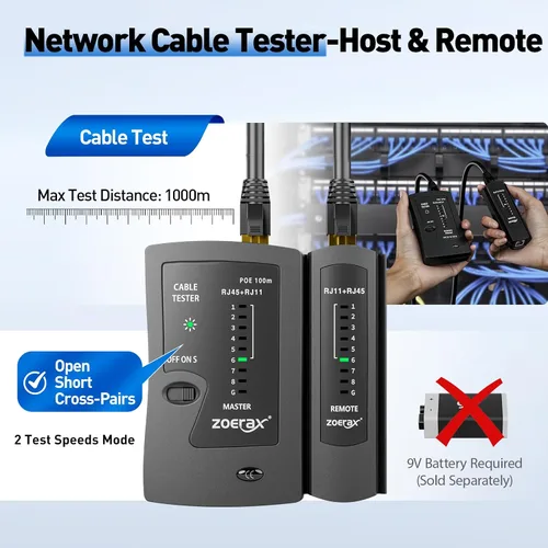 Vista 4 de Herramienta de crimpado RJ45, kit de herramientas de crimpado Cat7 Cat6 Cat5 con cortador de alambre, probador de cables de red, mini pelacables