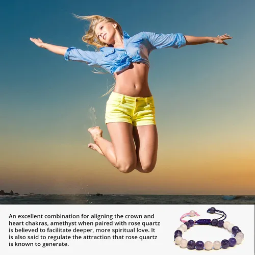 Vista 6 de Bracelet Healing Crystal Bracelet for Women, Men Chic Gemstone Bracelet for Men and Women 8mm Round Bead Bracelets for Spiritual Healing