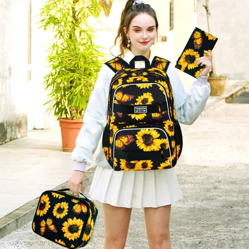 Vista 40 de Mochila para laptop, 16 pulgadas, bolsa escolar y bolsa de almuerzo, mochilas resistentes al agua para adolescentes, niñas, mujeres, estudiantes