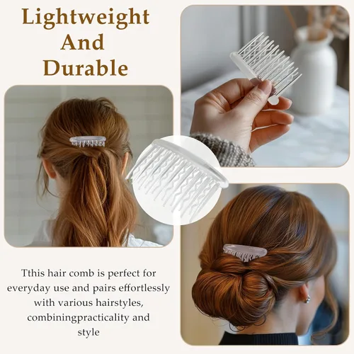 Vista 5 de 12 peines laterales de plástico transparente para el cabello, accesorios elegantes y ligeros para peine de dientes