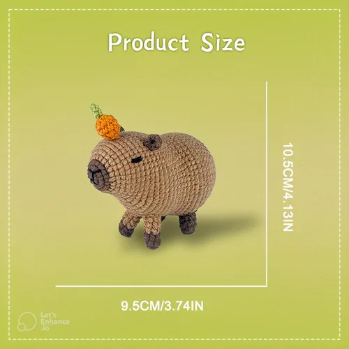 Vista 3 de MYHUONGVN Kit de ganchillo para principiantes Capybara Brown - Incluye tutoriales en video paso a paso