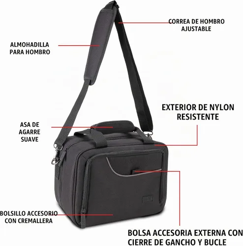 Vista 4 de USA Gear Funda para mezclador de DJ, bolsa mezcladora compacta de canales de audio con almacenamiento de accesorios para micrófonos, cables