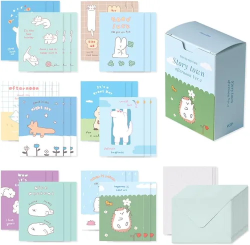 Vista 15 de Monolike Tarjeta Día a Día, 101 Seúl Doce Meses - Mezcla de 48 Mini Tarjetas Individuales, 24 sobres Paquete
