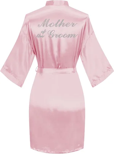 Vista 48 de Bata de boda para mujer, para novia, dama de honor, corta, de satén, kimono, batas de seda para prepararse, fiesta nupcial
