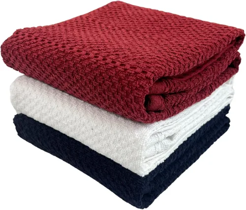 Vista 20 de Serafina Home Toallas de cocina de tamaño grande de color sólido negro: paño de 100 % algodón suave para limpieza y secado absorbente, con ribete