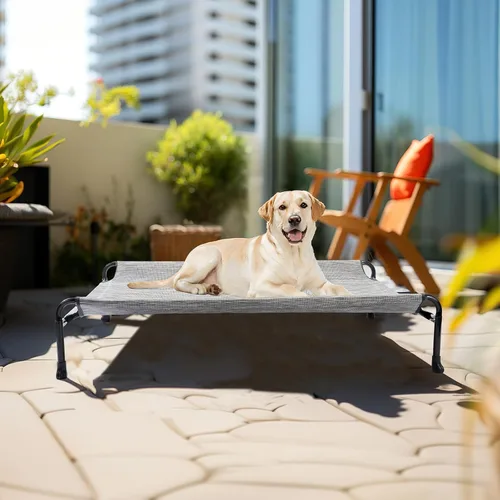 Vista 6 de Veehoo Cama Elevada para Perros, Catres Elevados para Perros Grandes, Cama Impermeable para Perros de Exterior, Hamaca Refrescante para Mascotas
