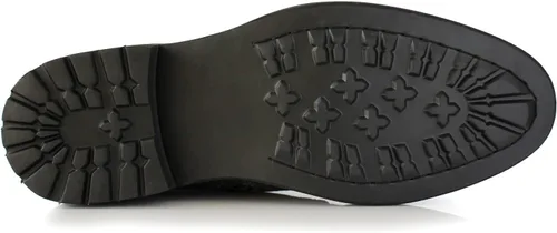 Vista 6 de Polar Fox Botas de tobillo para hombre Colección de botas casuales con cordones Estilos de punta redonda y punta lisa 1. Negro y lana
