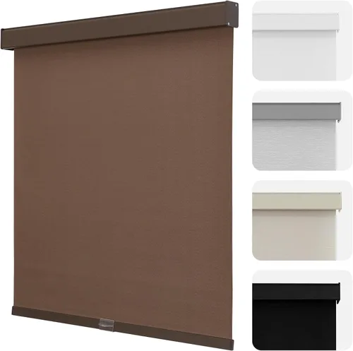 Vista 11 de Joydeco Persianas enrollables 100% opacas sin cordones para ventanas, persianas de parada libre, protección UV, persianas de tejido natural