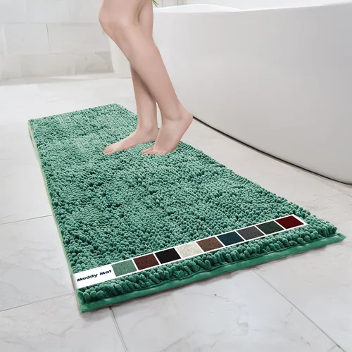 Vista 35 de Muddy Mat Alfombras de Baño de Chenilla de Microfibra de Secado Rápido Antideslizantes Lavables, Extra Gruesas, Suaves y Altamente Absorbentes Gris