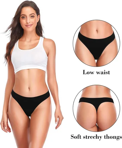 Vista 2 de Women Womens Low Underwear Thongs Thong Breathable Panties 6 Pack