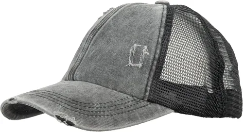 Vista 3 de Shelby Sombrero de cola de caballo negro y gris envejecido para mujer, producto Shelby con licencia oficial, ajustable, talla única, acabado ligero