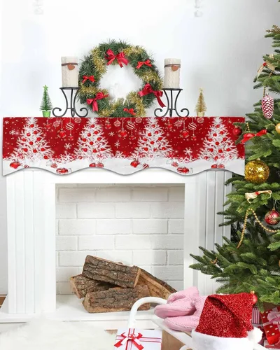 Vista 4 de Funda para bufanda de chimenea de árbol de Navidad, mantel superior, bufanda para Navidad, Halloween, Acción de Gracias, otoño, decoración