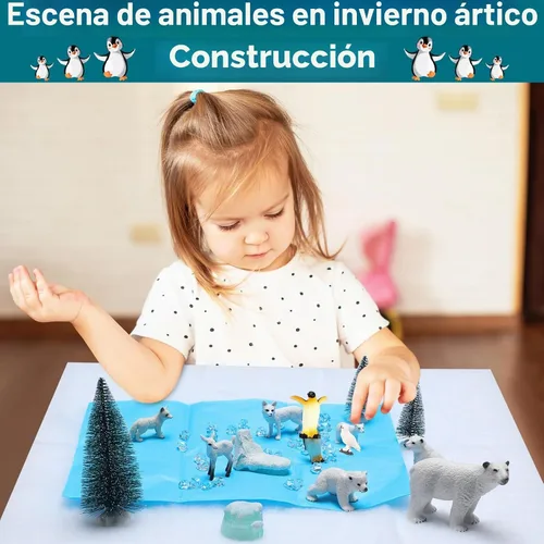 Vista 4 de Conjunto de proyectos escolares de animales polares, kit de suministros de diorama, juguetes de figurilla, modelo de proyecto de diorama, juguetes