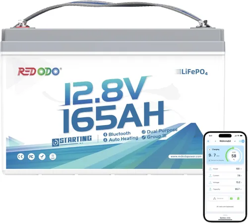 Vista 10 de Redodo Batería de litio de 12 V 50 Ah, batería portátil LiFePO4 de 50 Ah con BMS de 50 A, 640 Wh, hasta 15000 ciclos, ideal para motor de arrastre