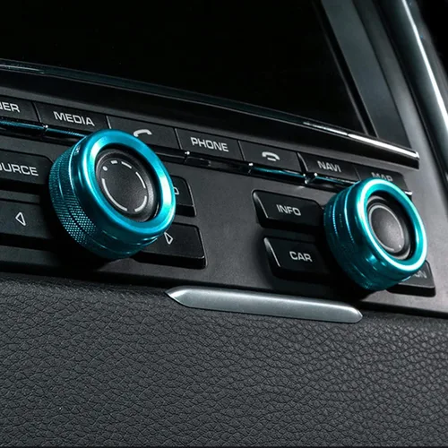 Vista 5 de Xotic Tech - Consola central de CA con control de clima multimedia para pomo de volumen, cubierta compatible con Porsche Cayenne y Panamera Azul