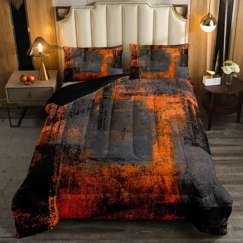 Vista 22 de Erosebridal - Juego de ropa de cama con edredón a cuadros de retazos tamaño individual, aguada geométrica en cuadrícula, conjunto retro grunge
