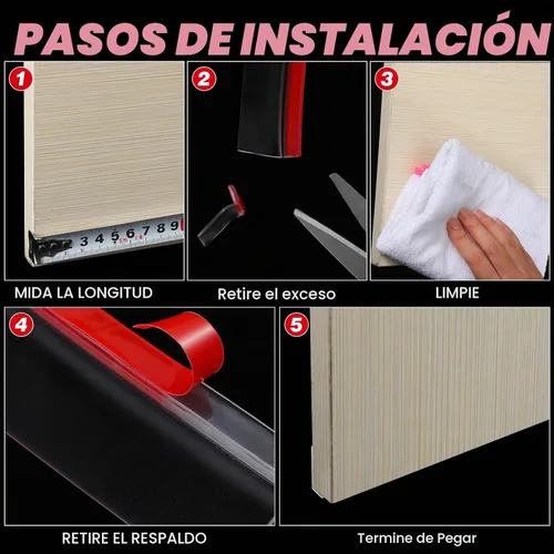 Vista 4 de Newtay 2 piezas de tira de sello larga de vinilo transparente tipo L con barrera de umbral de agua pre-aplicada adhesiva para puerta de vidrio