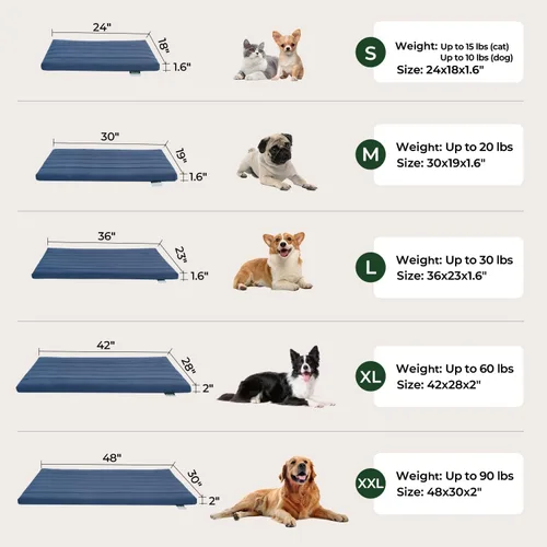 Vista 8 de BALANCE Cama para Jaula de Perro, Colchón Ortopédico para Perro con Forro Impermeable, Tapete Lavable de Espuma para Jaula para Razas de Perros Hoja