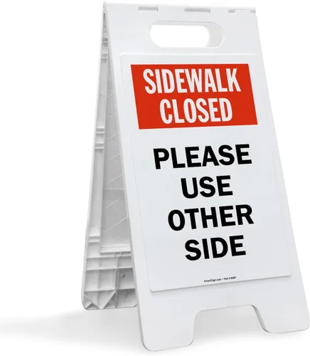 Vista 5 de SmartSign Kit de letreros de dos caras BabyBoss con marco en A "Sidewalk Closed - Please Use Other Side" de 24 x 18 pulgadas, plástico, multicolor