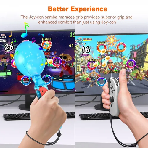 Vista 7 de Empuñaduras para controlador de interruptor, empuñaduras de control de mano de juego Samba Maracas compatibles con Samba de Amigo Party Central