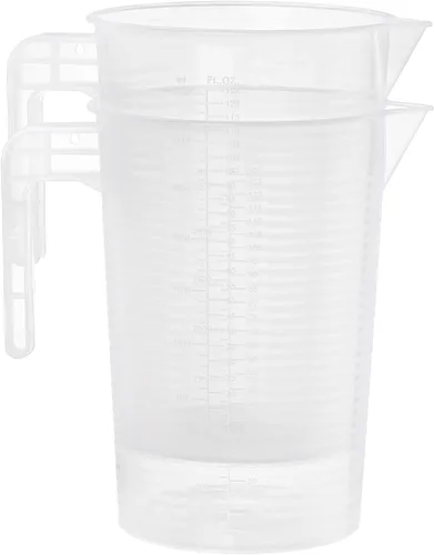 Vista 4 de WUWEOT Paquete de 2 jarras de medición de 125 onzas, jarra grande de mezcla de plástico, tabla de conversión de EE. UU., taza medidora graduada
