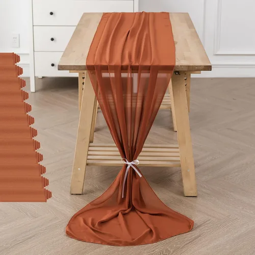 Vista 50 de Paquete de 2 caminos de mesa de gasa de 10 pies de 29 x 120 pulgadas, camino de mesa romántico transparente para boda, fiesta de cumpleaños
