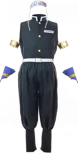 Vista 12 de CR ROLECOS - Disfraz de cosplay de Tanjirou, Zenitsu y Giyuu para anime, kimono de cosplay Negro